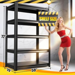 RPGHJJ 59″ Heavy Duty Industrial Metal Garage Shelving
