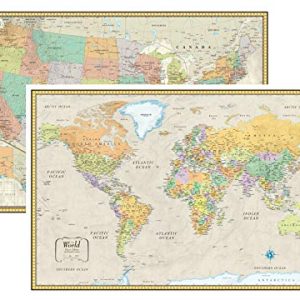 RMC Classic USA & World Wall Map Set 32x50