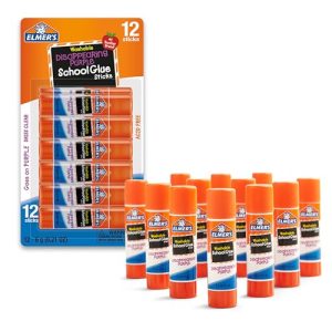 Elmer's Disappearing Purple Glue Sticks - 12 Count Washable