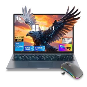 ZOLWAYTAC 16" Ultra-Slim Gaming Laptop - i5, 12GB RAM, 512GB SSD