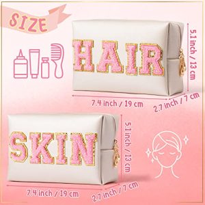 2PC Preppy Patch Cosmetic Bag Set – Pink Letter