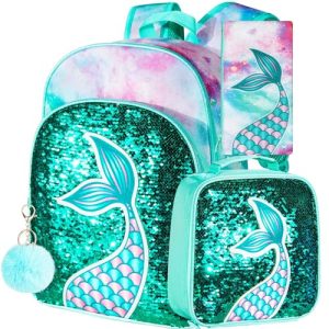 3-Piece Mermaid Sequin Backpack Set for Girls