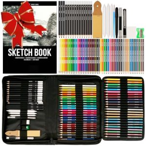 Zenacolor 74-Piece Pro Drawing & Sketching Kit w/Book