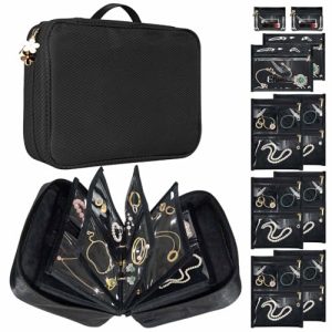 Portable Travel Jewelry Organizer Case with Zipper