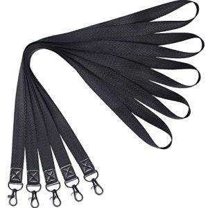 YOUOWO 5-Pack Black Lanyards with Metal Hook