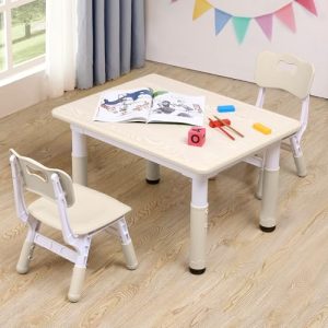 Adjustable Kids Activity Table & Chairs Set (Ages 3-8)