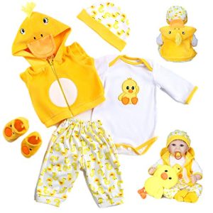 Reborn Baby Doll Clothes Set: Yellow Duck Outfit (5pcs)