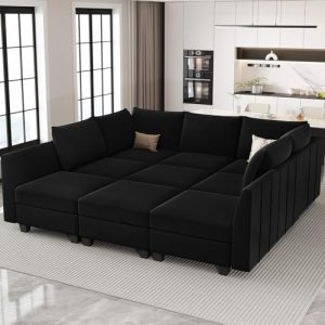 Belffin Large Modular Sofa Sleeper with Storage – Velvet