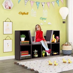 Costzon Kids Bookshelf with Reading Nook & Storage Cubbies