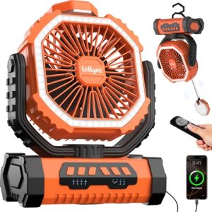 Lollyes Portable Camping Fan with Light & 20000mAh Battery