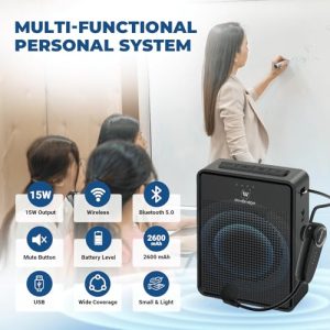 Portable Voice Amplifier & Wireless Headset Mic – 15W