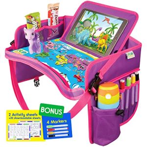 ECOFANTASY Waterproof Kids Travel Tray with Tablet Holder