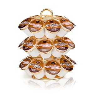 KREWEY 360° Rotating K-Cup Carousel – 27 Pod Storage, Gold