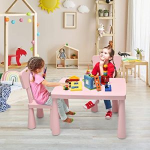 HONEY JOY Kids Table & Chair Set – Plastic & Pink