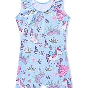 HOZIY Girls Sparkly Unicorn Gymnastics Leotard 6-7Y