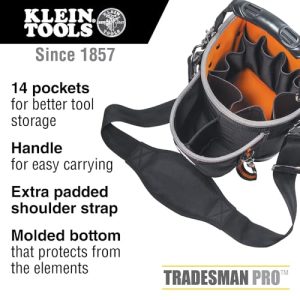 Klein Tools Pro Tool Bag with Shoulder Strap & 14 Pockets