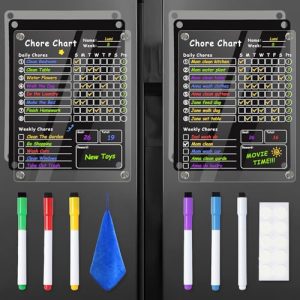 Magnetic Acrylic Chore Chart 2-Pack for Kids & Adults
