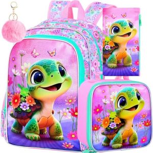 AGSDON 3PC Kids Girls School Backpack Set – Water Resistant