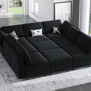Belffin Modular Sectional Sofa Bed – Velvet & Storage