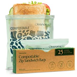 Cleanomic Compostable Sandwich Bags - Eco Zip, 25 Count