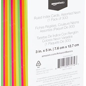 Amazon Basics Ruled Neon Index Cards 3×5 – 300 Pack