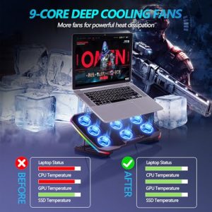 AIMIUZI Gaming Laptop Cooling Pad with 9 Quiet Fans