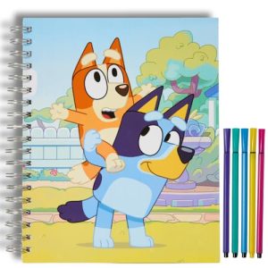 Bluey Kids Sketchbook with Washable Markers – 86 Pages
