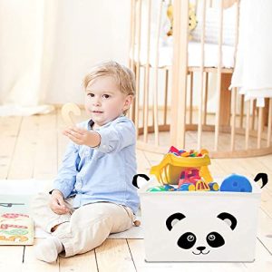 HKEC Panda Collapsible Storage Basket – Cute Canvas Toy Bin