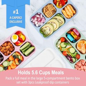 Caperci Adult 3-Pack Bento Box with 5 Compartments
