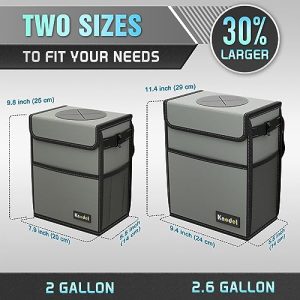 KNODEL Waterproof Car Trash Can – Medium, Gray