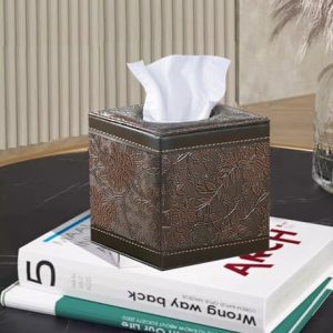 Leather Tissue Box Cover – Square Cube Organizer