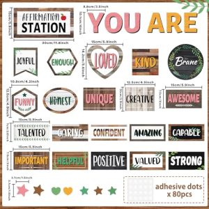 Affirmation Station Bulletin Board Set | Wood Grain