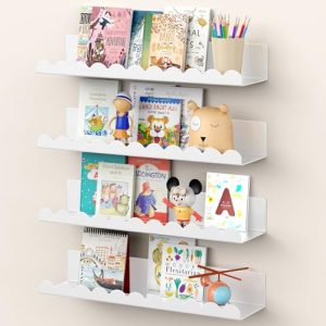 Gattlukd 17″ White Metal Floating Wall Shelves (4-Pack)