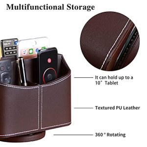 YAPISHI 360° Spinning Leather Remote Caddy & Organizer