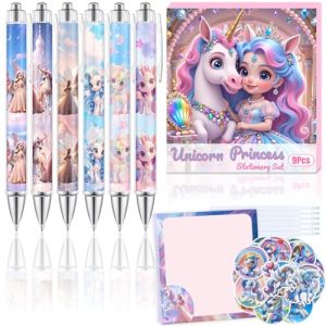 Kawaii Unicorn & Princess Pen Set with Stickers & Notes