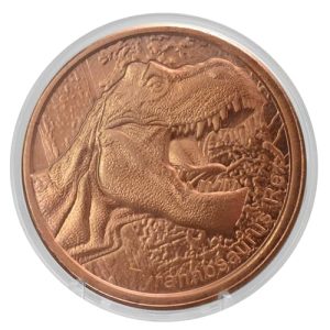 Roaring T-Rex 1oz .999 Copper Round Challenge Coin