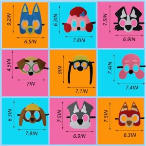 YALARY 21-Pack Blue Puppy Dog Felt Masks for Kids