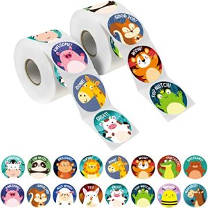 600 PCS Adorable Round Animal Reward Stickers