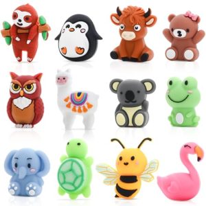 12 Pcs 3D Animal Silicone Focal Beads for Crafts
