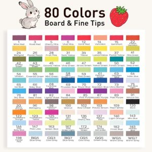 WELLOKB 80-Color Dual Tip Alcohol Marker Set for Artists