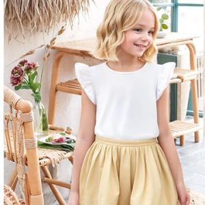 Toddler Girls Ruffle Sleeve T-Shirt – Plain Solid Casual Top
