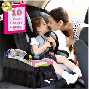Kids Car Organizer with Tissue & Cup Holder – Black