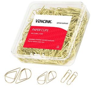 Cute Gold Paper Clips Assorted Sizes - VENCINK 300 Pcs