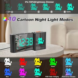 Cute Cartoon Digital Mirror Alarm Clock – Kids & Home