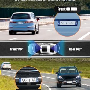 8K/2.5K UHD Dual Dash Cam with WiFi, GPS & Night Vision