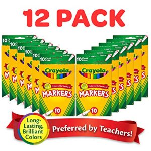 Crayola Fine Line Markers – Bulk 12 Packs, 10 Colors Each
