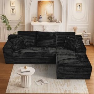 ONEMMLION 107.5" Black Cloud Couch - Deep Seat Modular