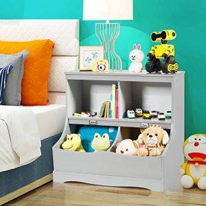 Costzon 4-Cubby Kids Bookshelf & Toy Storage Organizer