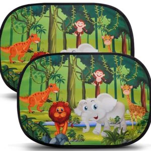 ABSOFINE Baby Car Window Shades – 2 Pack Animal Cartoon