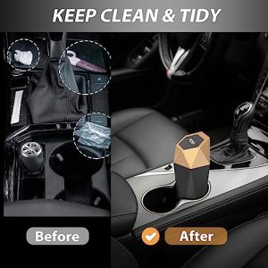 Keyiduid Mini Car Cup Holder Trash Can with Lid – Gold